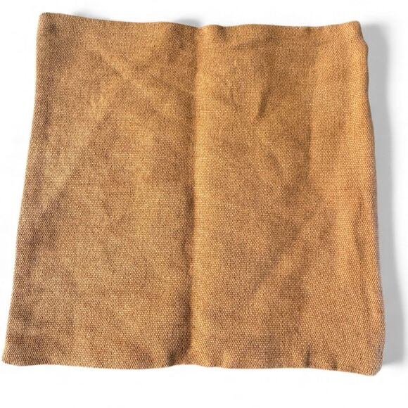 West Elm Cotton Canvas Pillow Cover Honey Gold Rust Cotton Jute Pattern Blocked - Picture 2 of 9